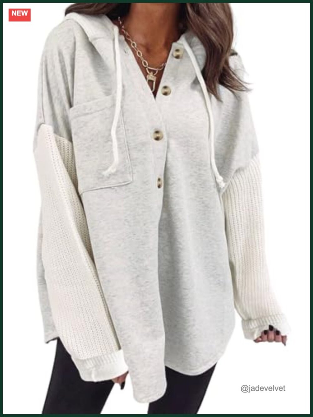 Oversized Women's Button Hoodie Long Sleeve Casual Knit